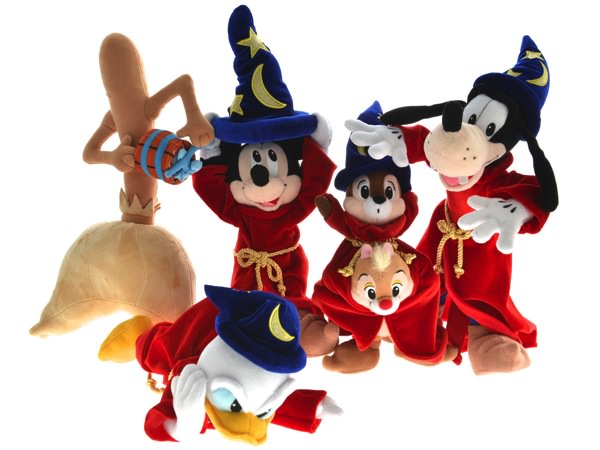 魔法使いの弟子のミッキーたち☆ソーサラーぬいぐるみM再販-ディズニー夢と魔法の90年展 -