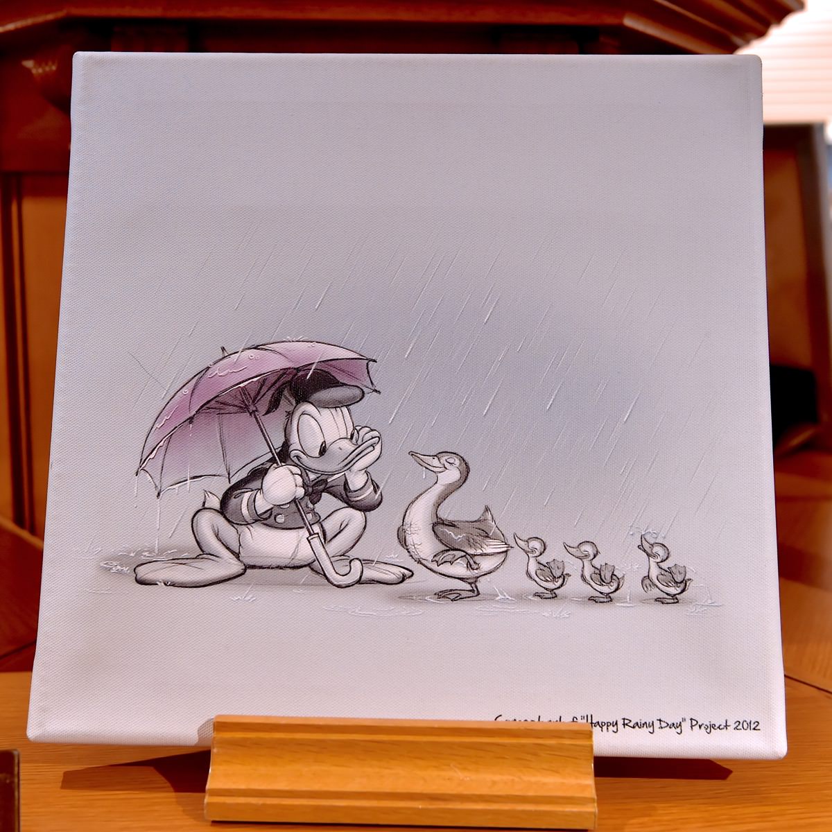 雨の日のミッキーたちがかわいい 東京ディズニーランド ディズニーギャラリー アートパネル