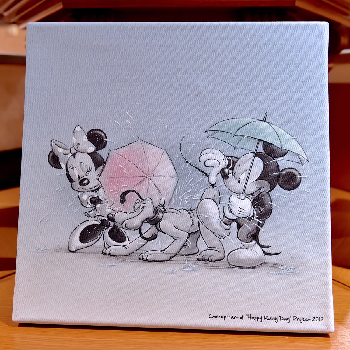 雨の日のミッキーたちがかわいい 東京ディズニーランド ディズニーギャラリー アートパネル
