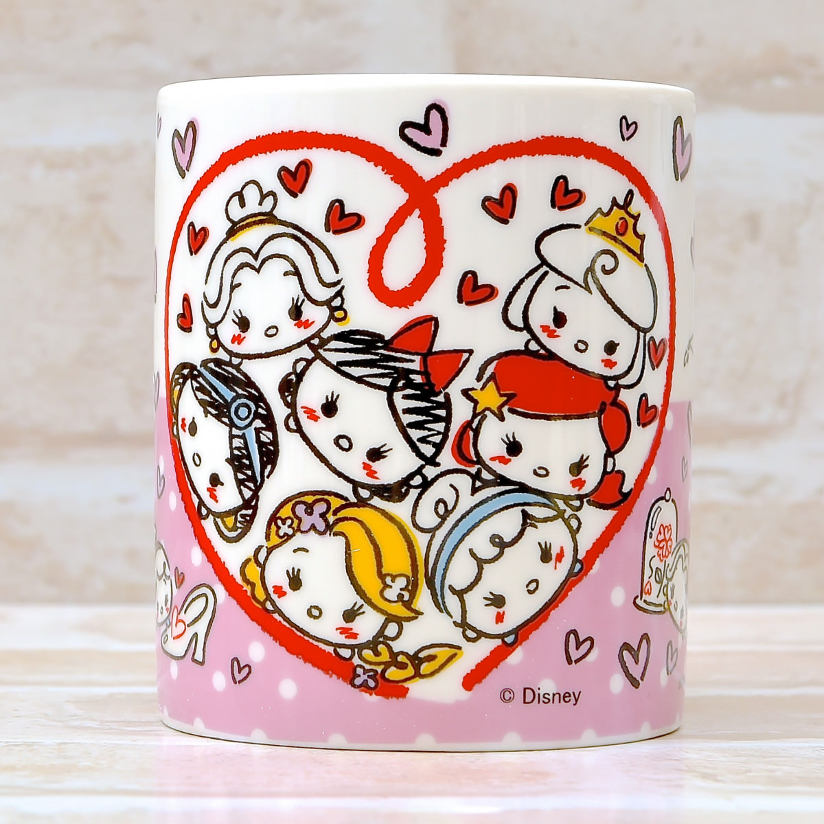“ディズニー ツムツム”　Love♥Loveシリーズプレミアムペアマグカップカラフルピンク