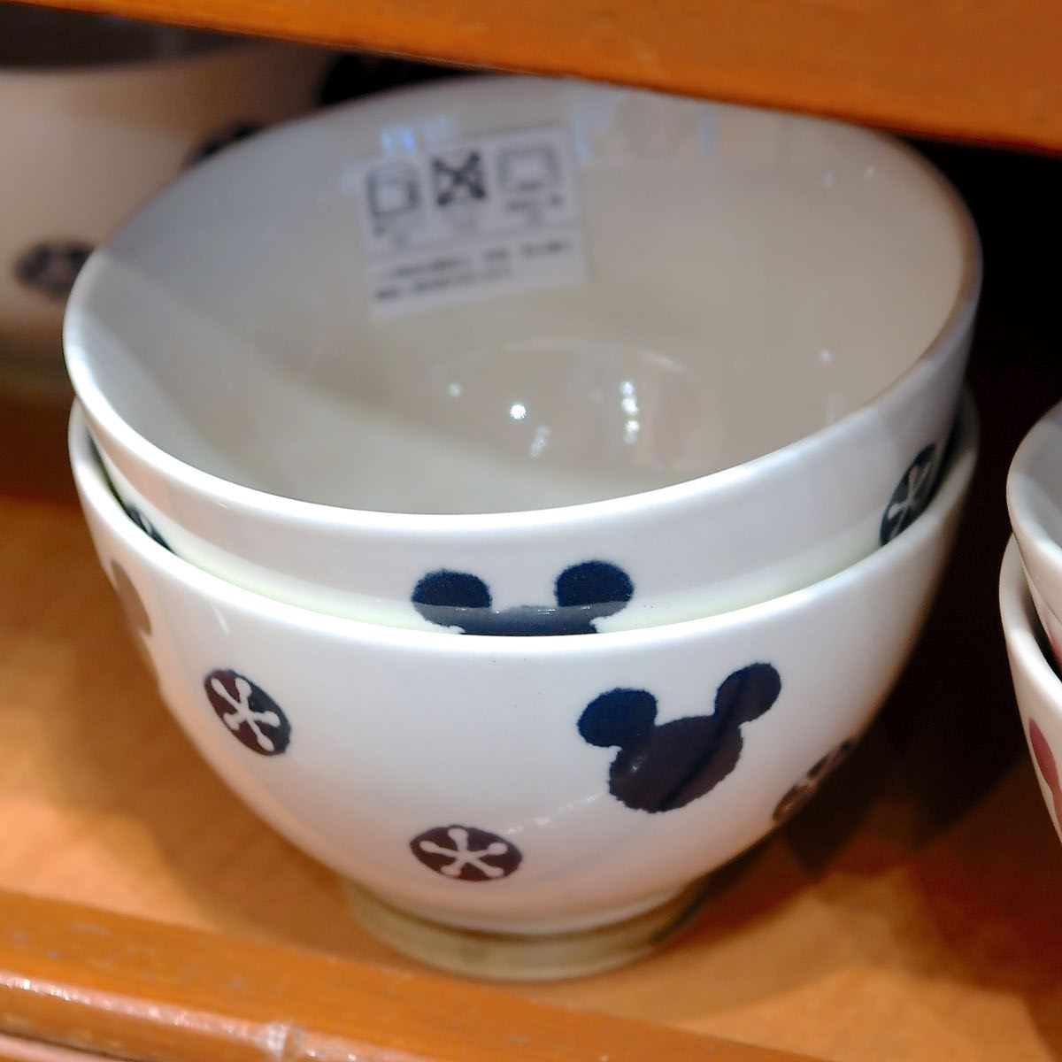 和柄ミッキー ミニーデザインのお茶碗 箸 東京ディズニーランド 和食器