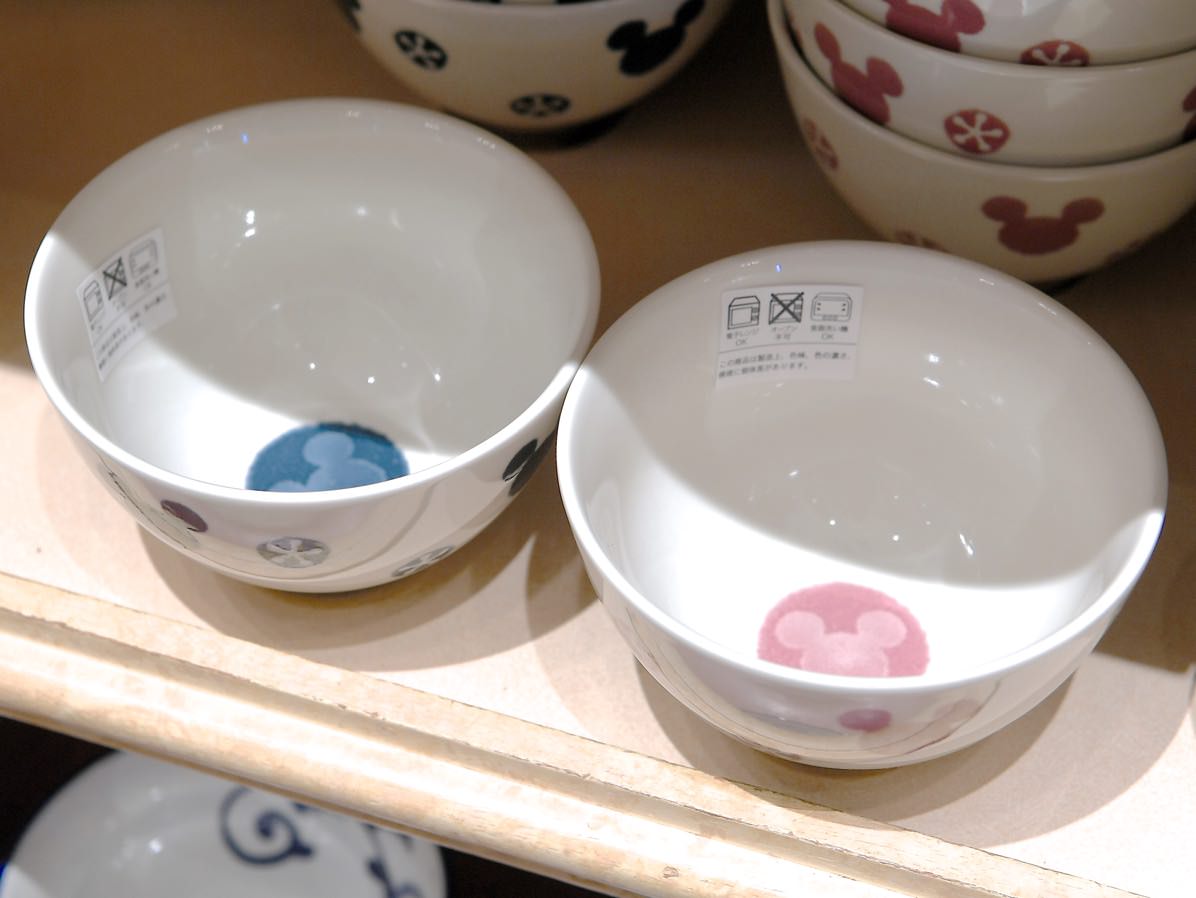 和柄ミッキー& ミニーデザインのお茶碗＆箸！東京ディズニーランド 和食器