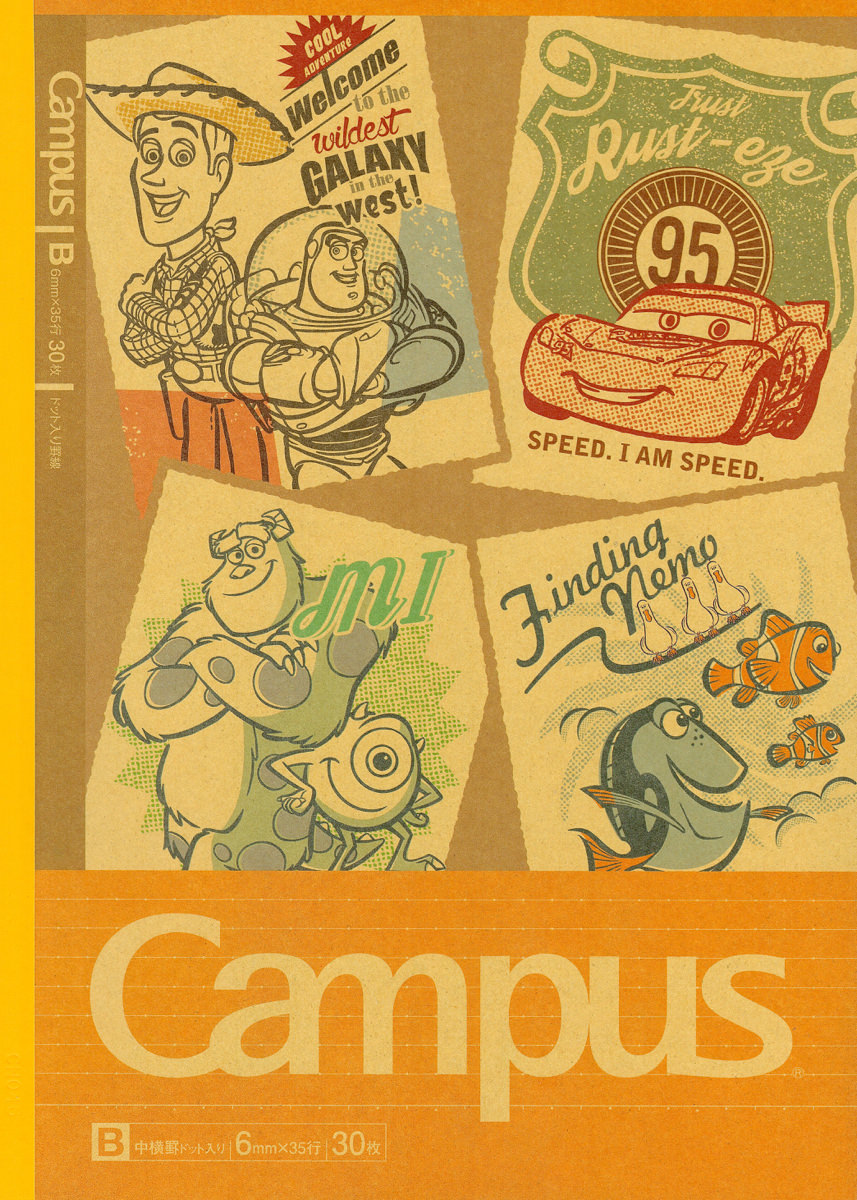 ピクサーキャラが大集合 サンスター文具ディズニーデザインコレクション キャンパスノート 5周年デザイン