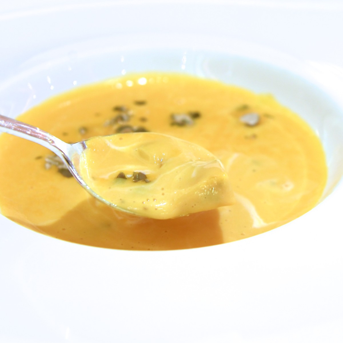 カボチャのスープ セージ風味のニョッキを浮かべて　画像アップ