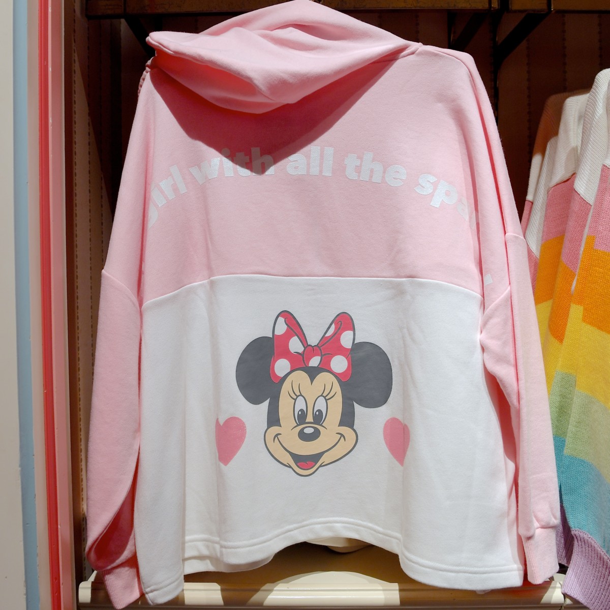 かわいい虹色パステル 東京ディズニーランド ミニーマウス Tシャツ パーカー セーター