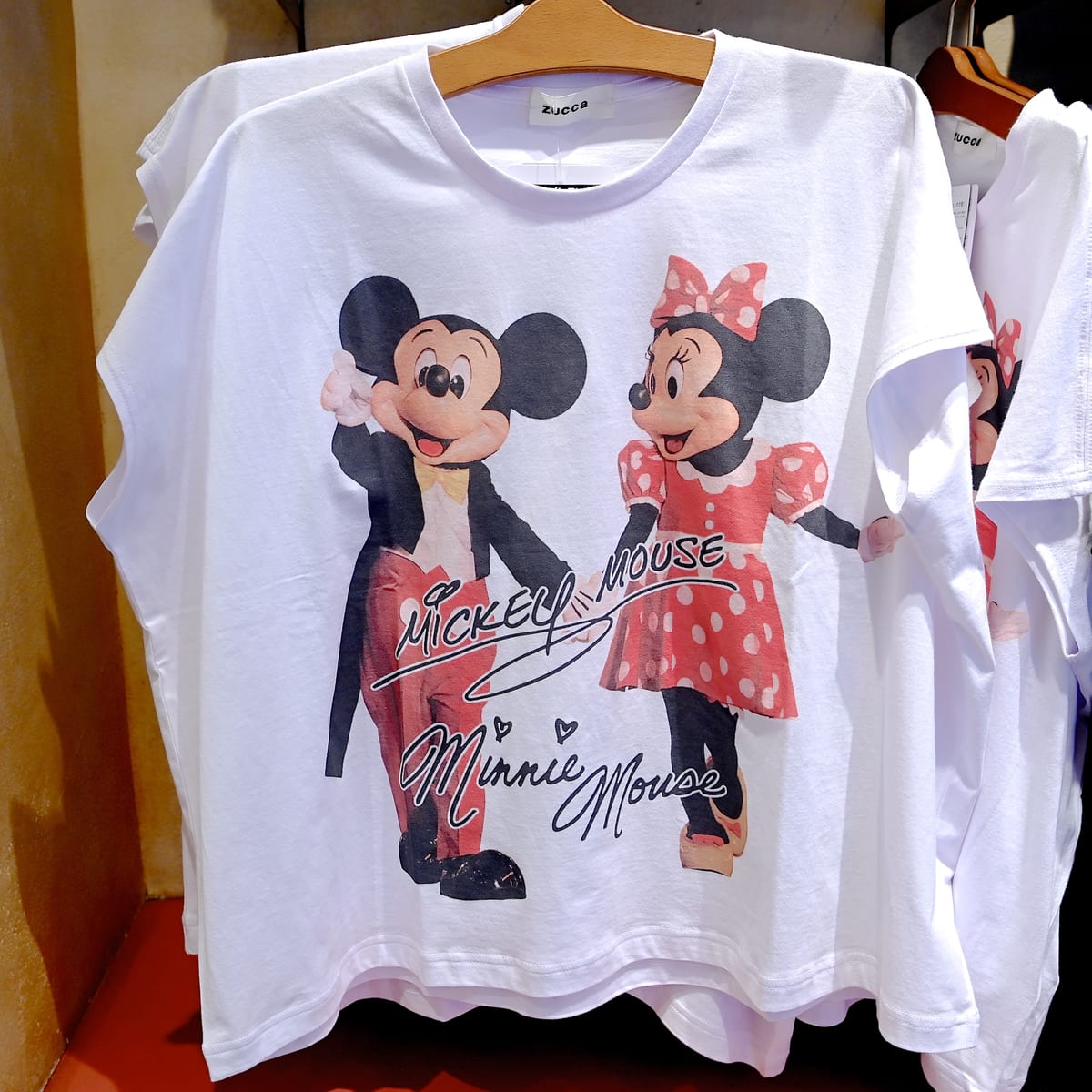 Tシャツ〈ZUCCa〉実写ミッキーマウス＆ミニーマウス　白1