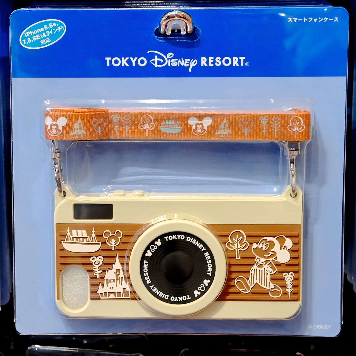 ネックストラップがついたカメラ型 東京ディズニーランドiphoneケース