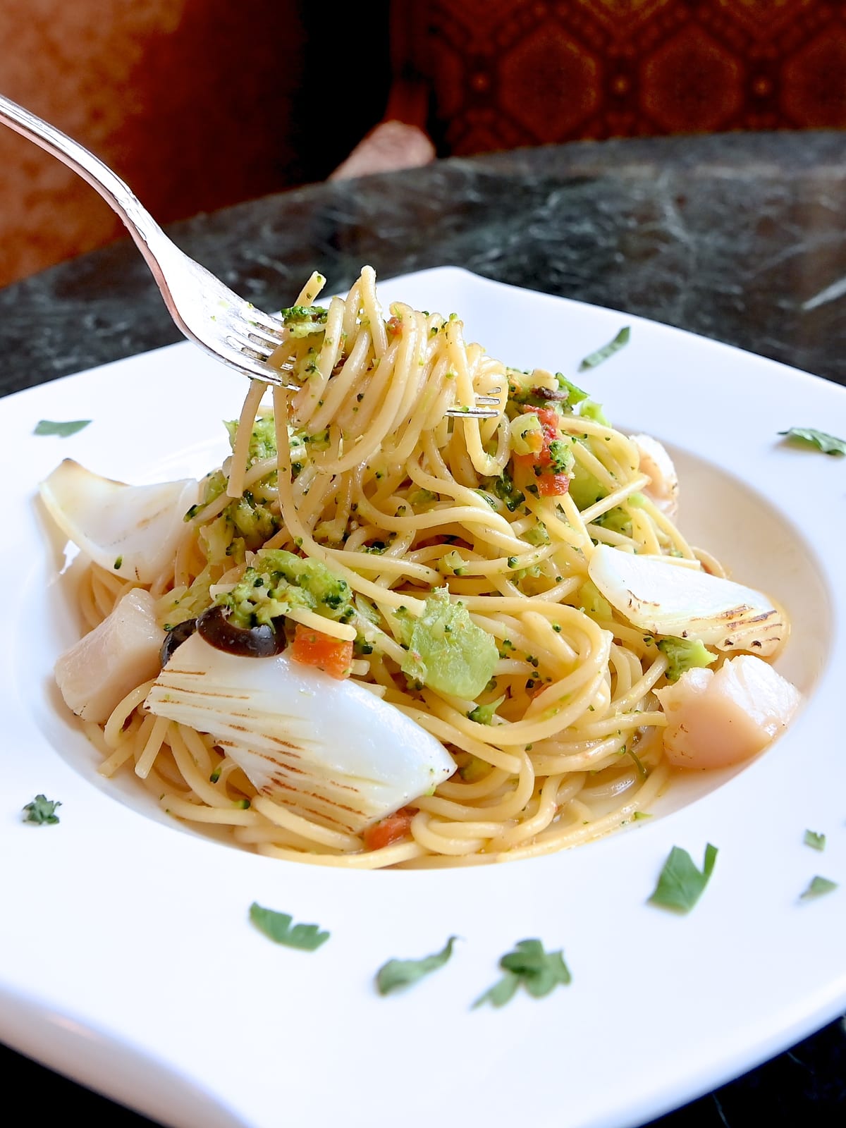 スパゲッティ ブロッコリーとアオリイカのプーリア風　アップ