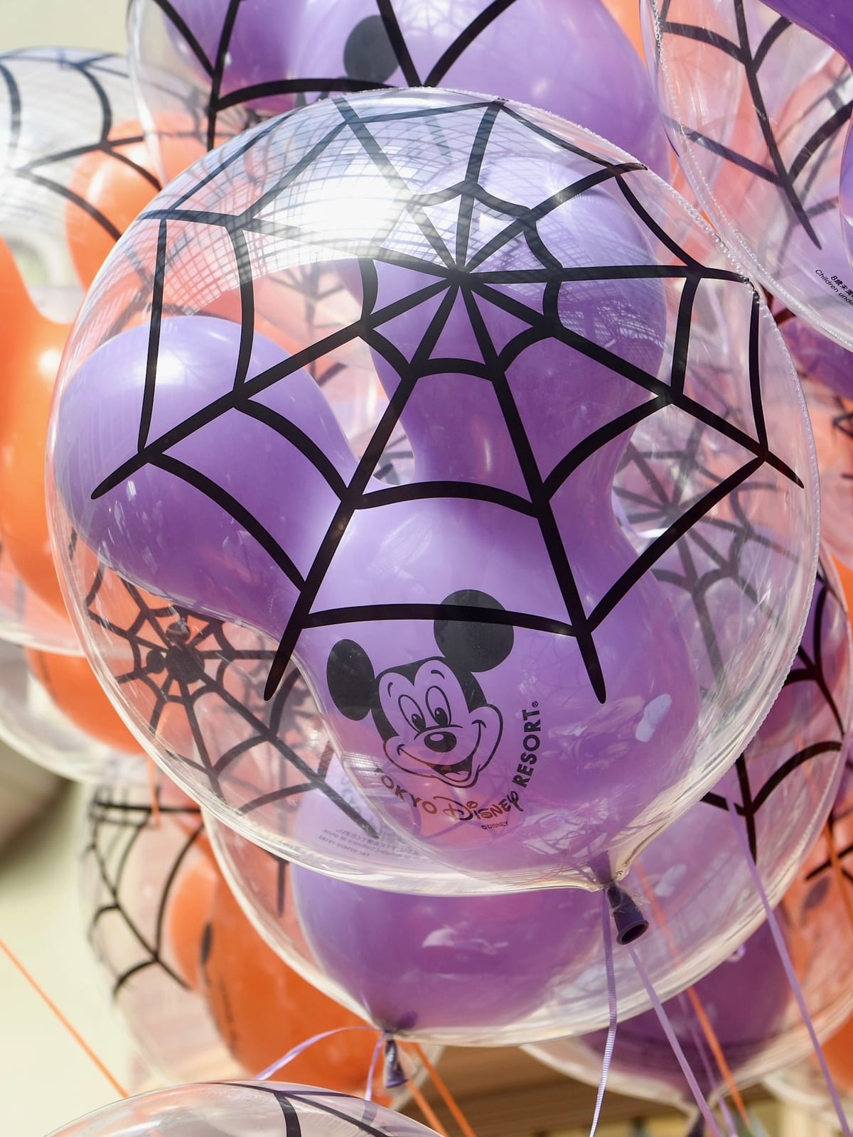 蜘蛛の巣がついたオレンジとパープル 東京ディズニーランド ディズニー ハロウィーン21 ミッキーバルーン