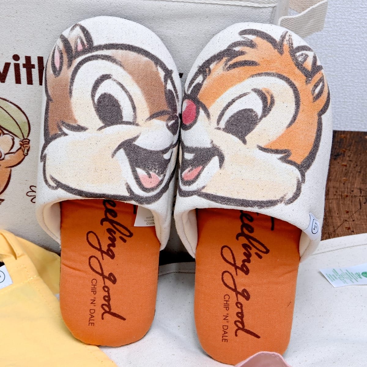 【FOOD TEXTILE】チップ＆デール ルームシューズ オレンジ Chip＆Dale FOOD TEXTILE