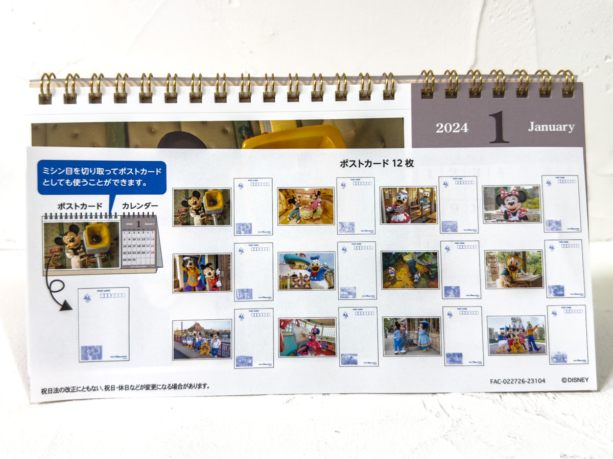 東京ディズニーリゾート実写デザイン卓上カレンダー2024　デザイン