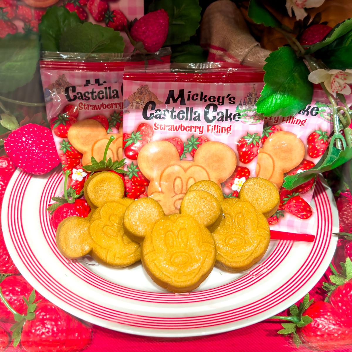 東京ディズニーリゾート｢ミッキーマウス」カステラケーキ ストロベリー　個包装
