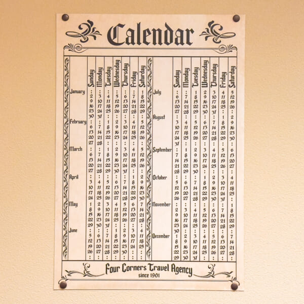 れすとらん北齋　オーナーのオフィスの部屋　カレンダー