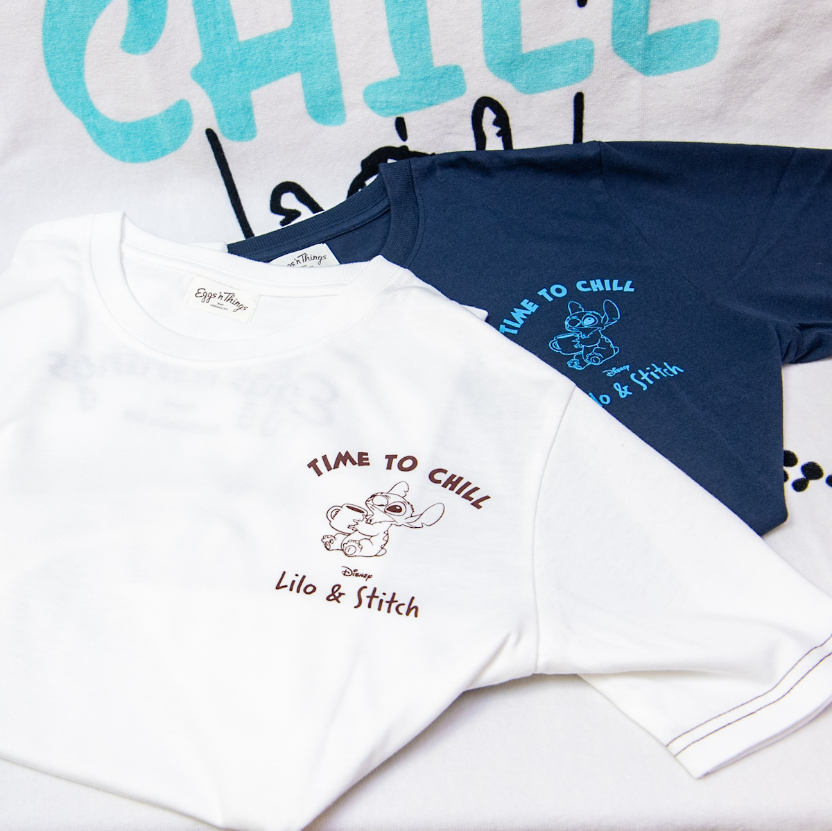 TIME TO CHILLTシャツ（ホワイト）(ネイビー）