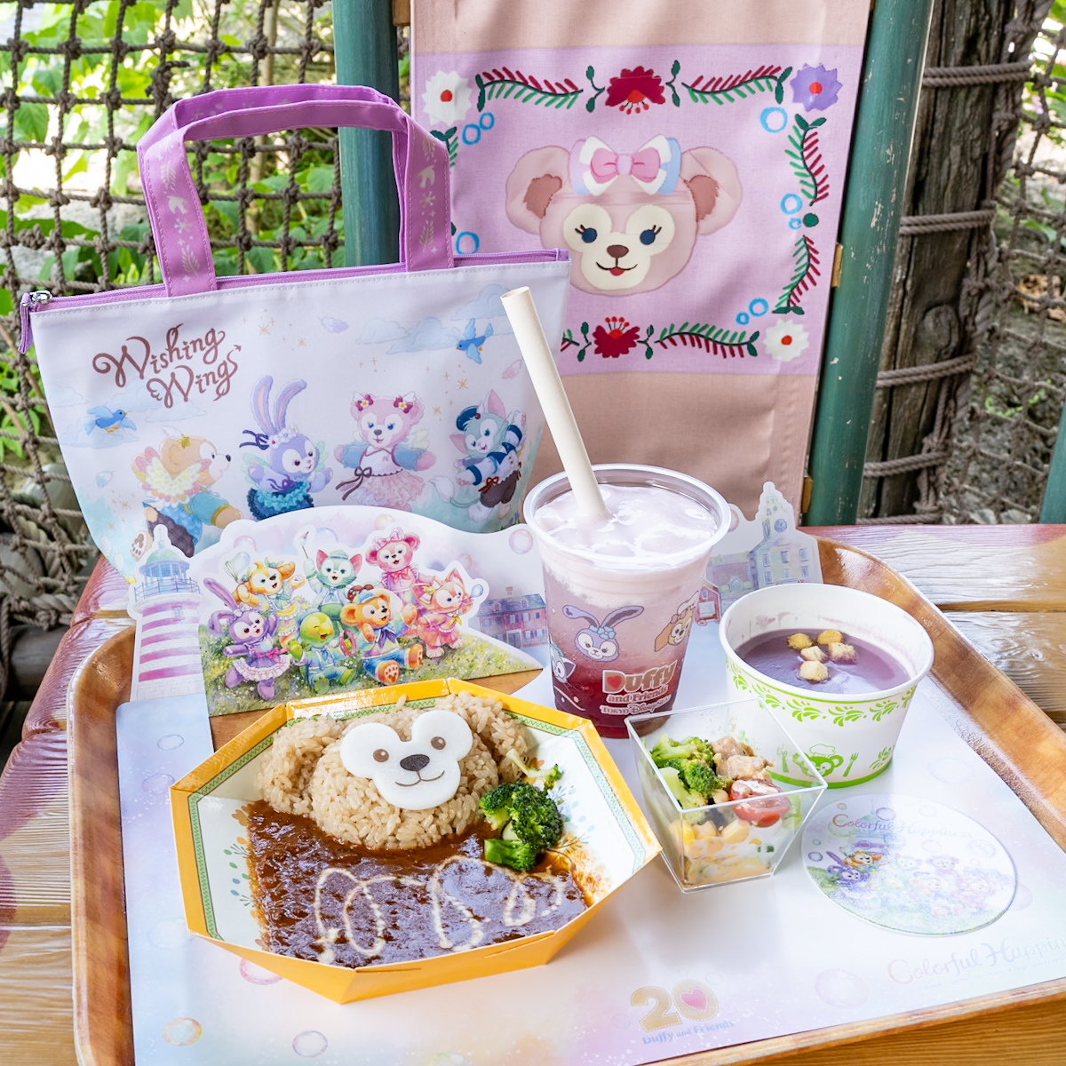 ダッフィー＆フレンズのウィッシング・ウィングス スーベニアランチケース等３点 表裏どちらでも楽しめるランチケース ダッフィー＆フレンズの