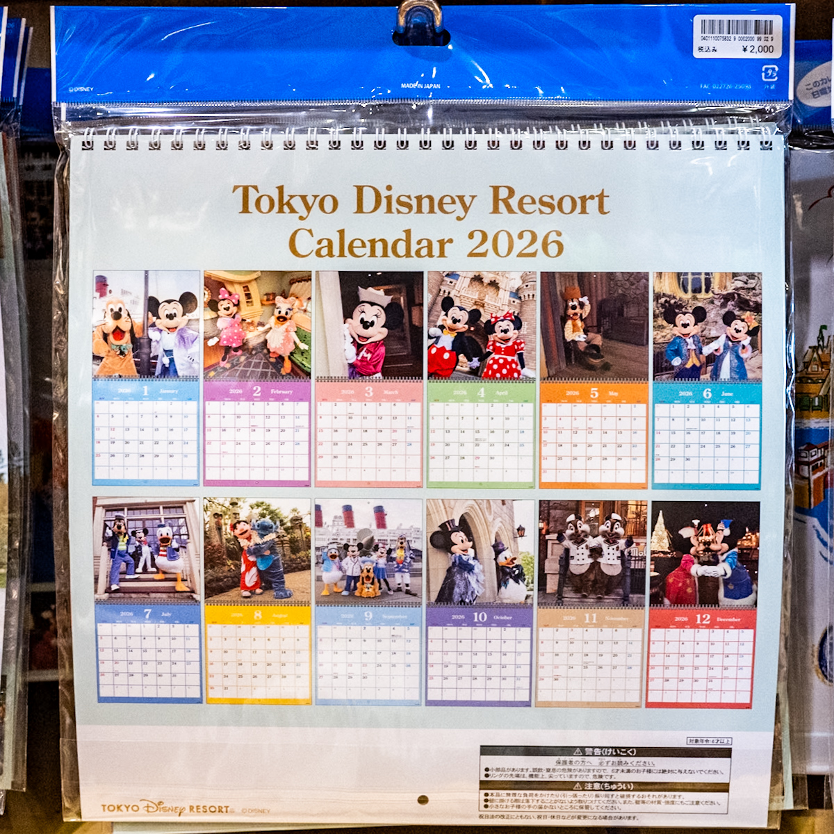 東京ディズニーリゾート壁掛けカレンダー（実写）2026　デザイン