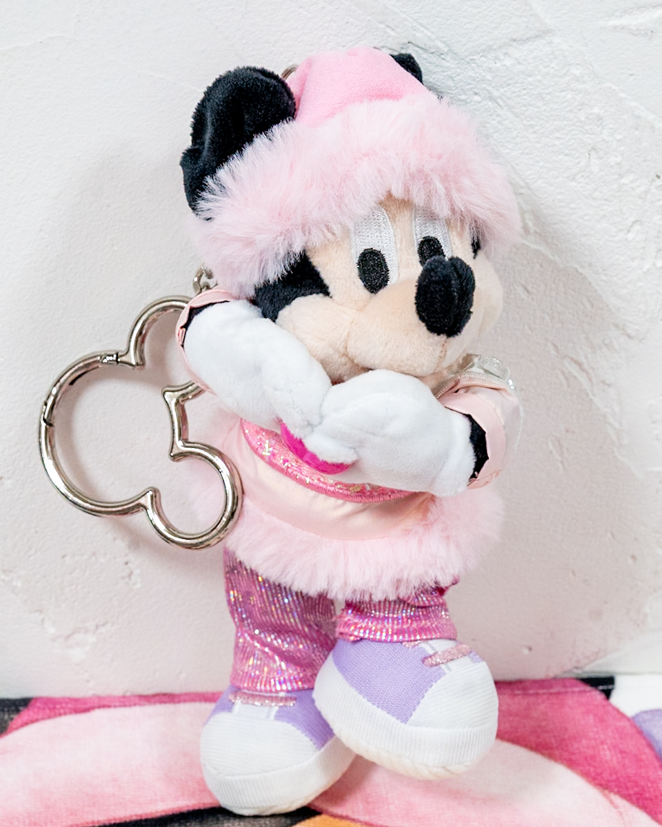 ミッキー ぬいぐるみキーホルダー・キーチェーン ピンク HAPPY BIRTHDAY MICKEY