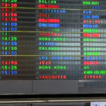 ZIPAIRの「日本初 フロリダ州オーランド直行チャーター便」電光掲示板