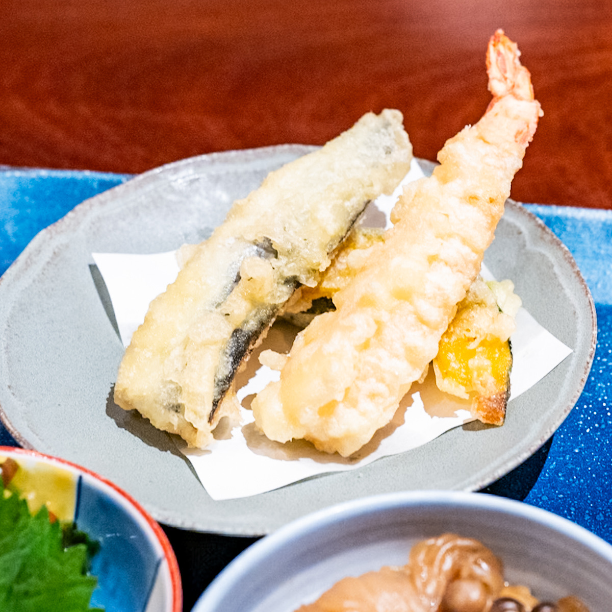 天麩羅盛り合わせ（海老、鰯、南瓜、ズッキーニ）