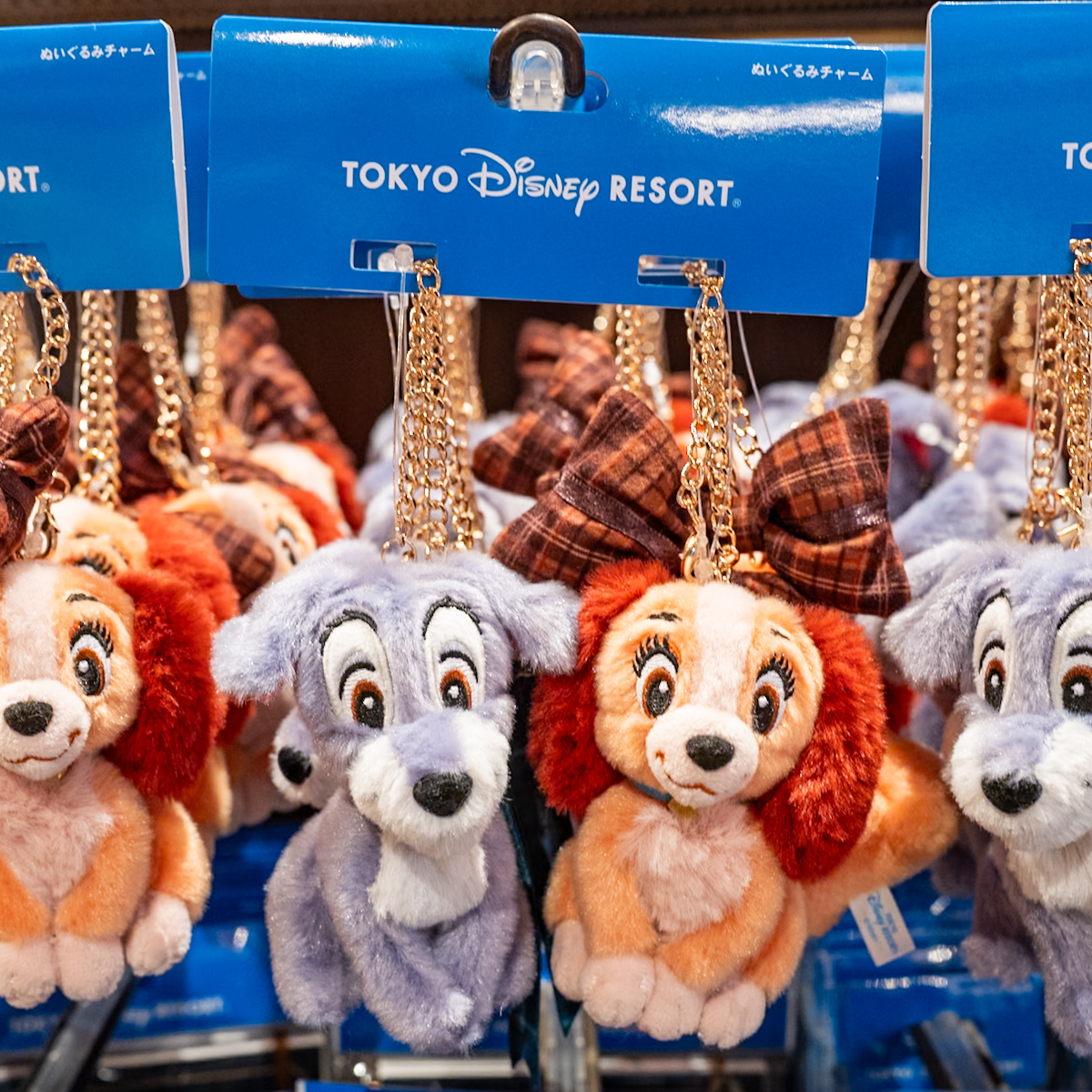 東京ディズニーランド「わんわん物語」グッズ　レディ、トランプぬいぐるみチャームセット