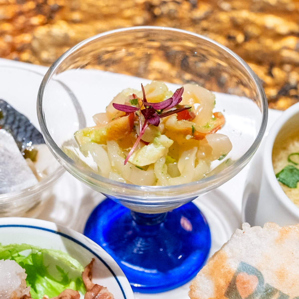 クラゲとカナダホッキガイの分葱ソース和え