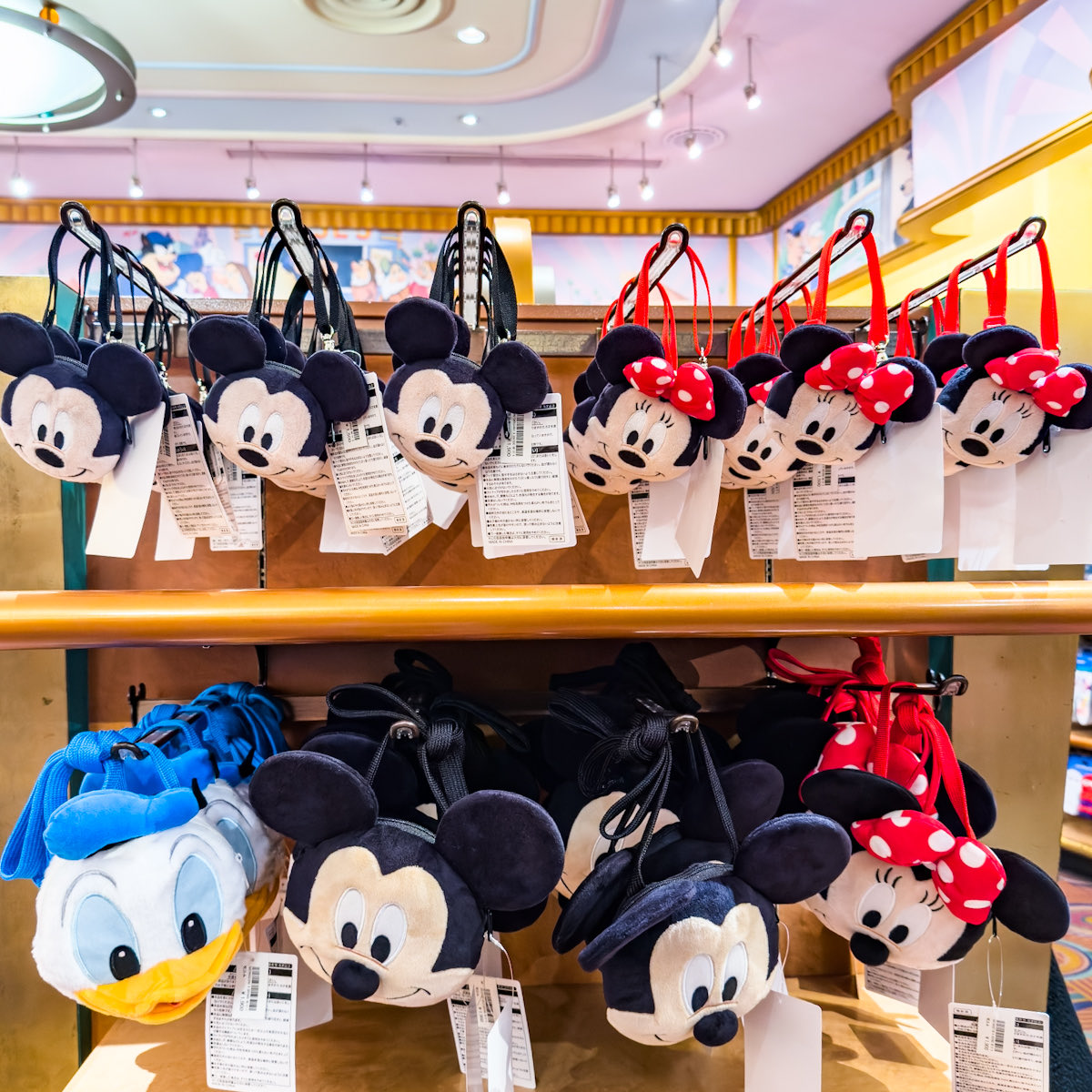 ミッキー、ミニーのお顔型！東京ディズニーランド ストラップ付き