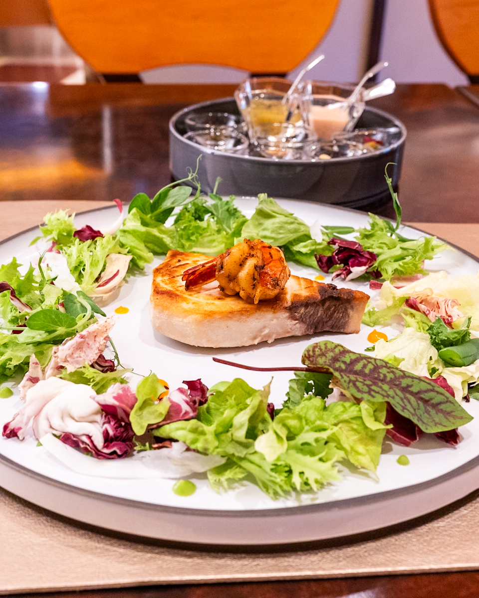 メカジキのグリルとスパイスシュリンプ