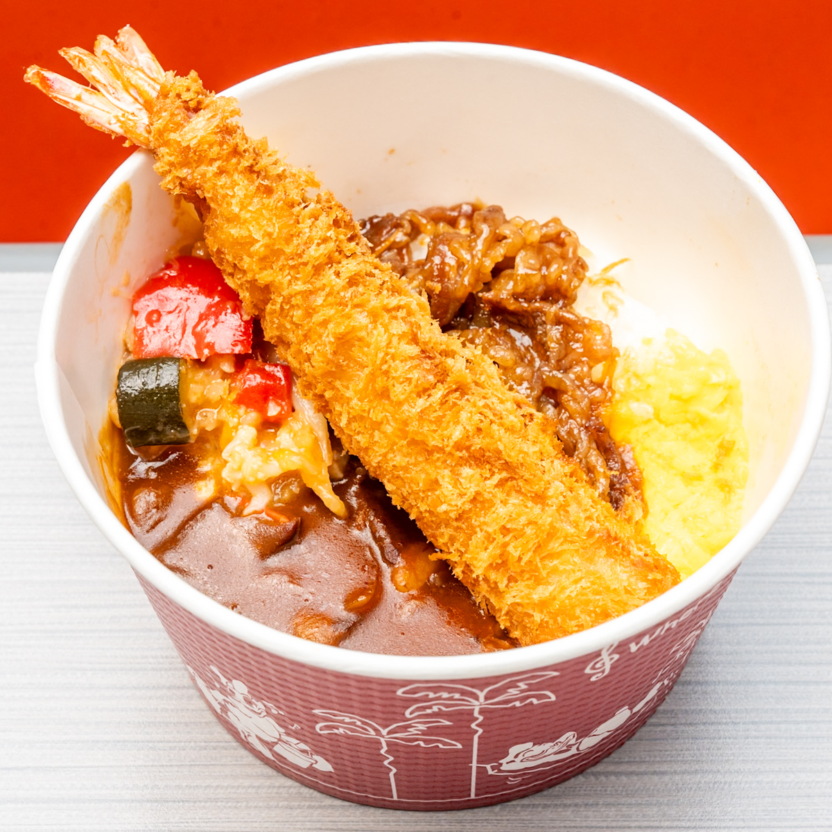 エビフライとハッシュドビーフライス(牛カルビ、エッグ)1