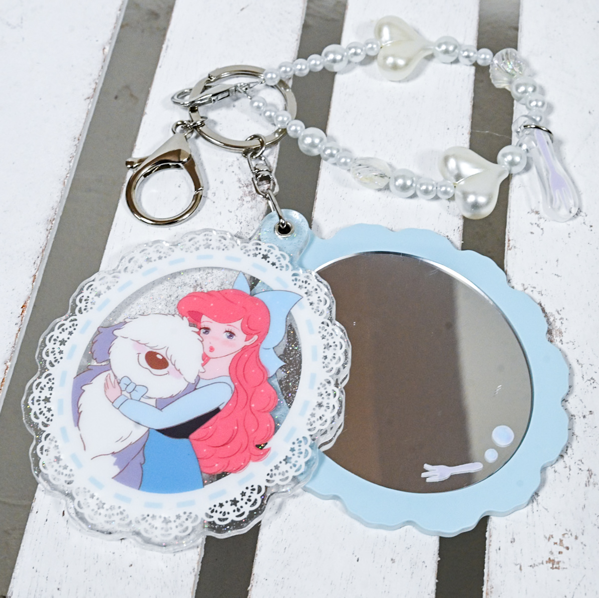 アリエル＆マックス キーホルダー・キーチェーン ミラー チャーム付き Illustrated by mikko