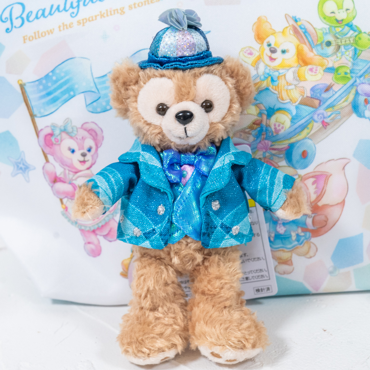 WDWカラーダッフィーブルー Disney - WDW ディズニーベア ダッフィー ☆ブルー 初期 ビーズ 白タグ