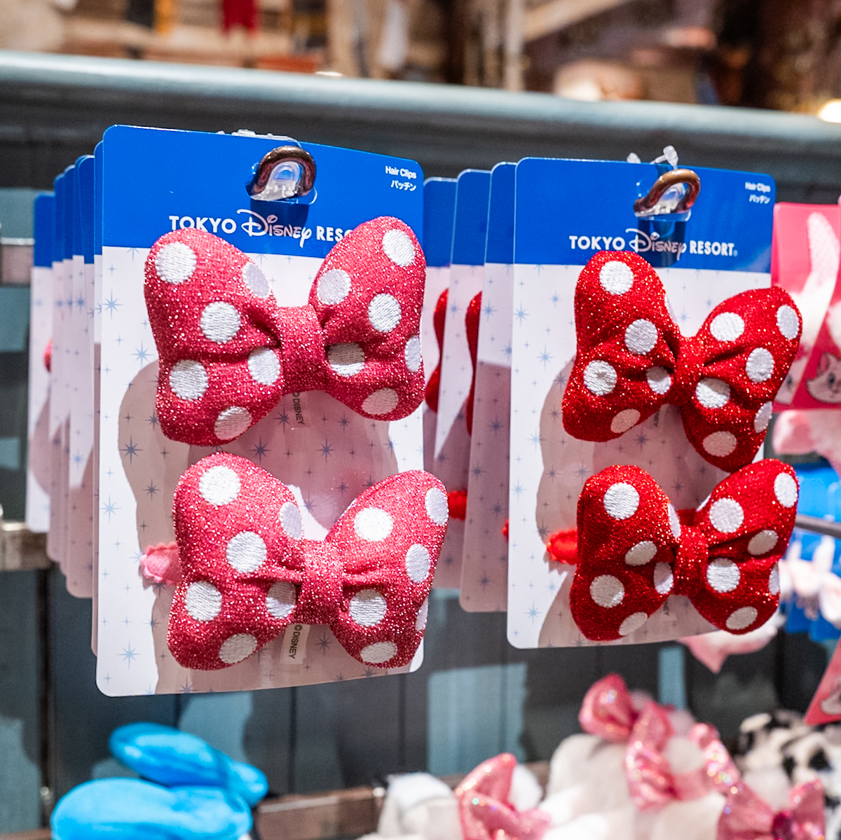 ミニーマウスパッチン（リボン・ピンク、赤）