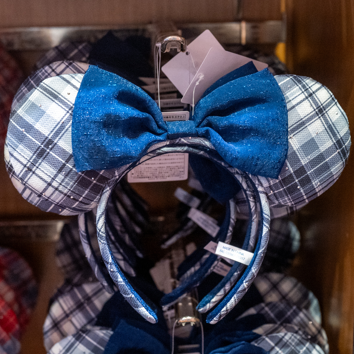 東京ディズニーリゾート「カチューシャ フリー ミニー」チェック　ネイビー