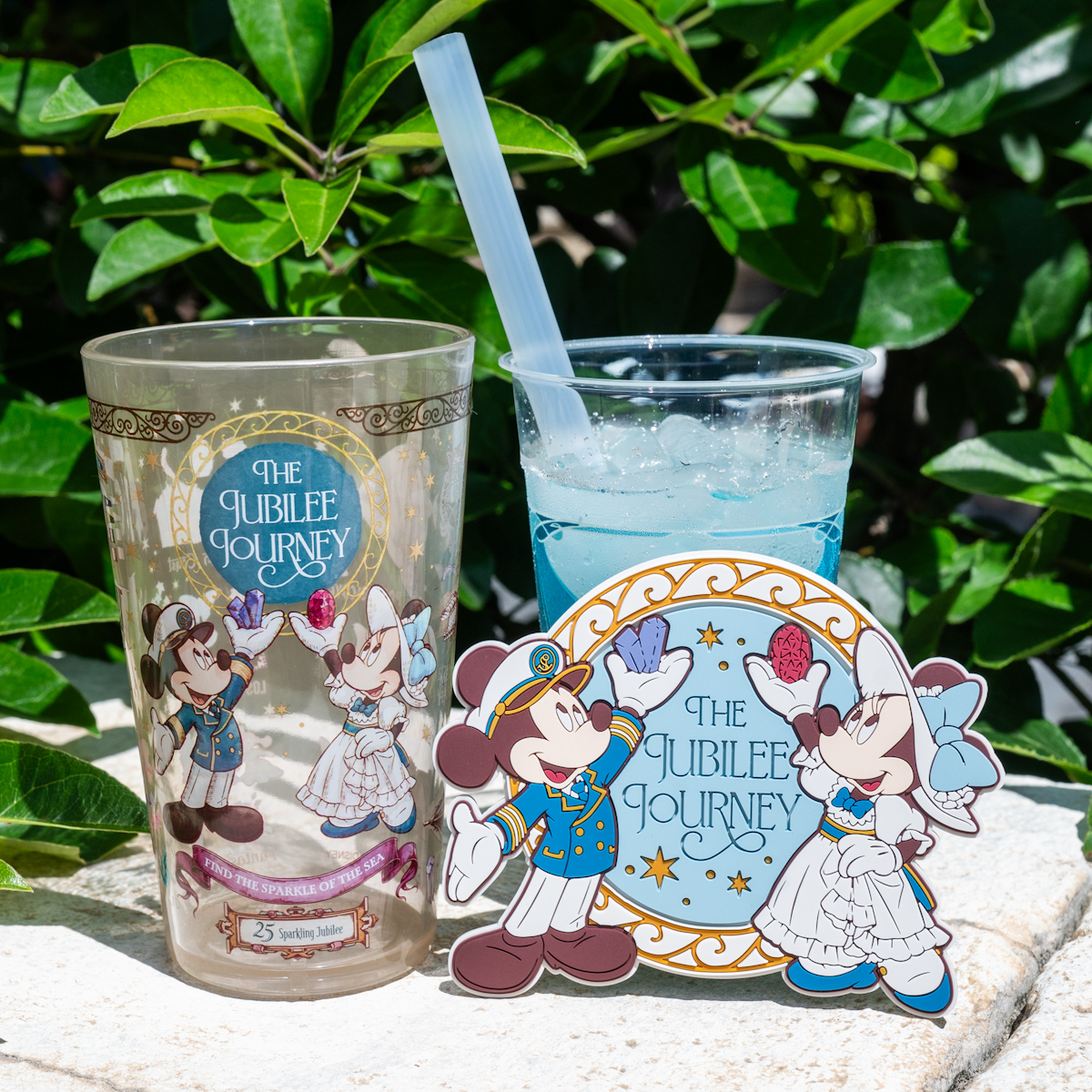 東京ディズニーシー25周年”スパークリング・ジュビリー”スーベニアタンブラーセット（タンブラー、コースター）お土産