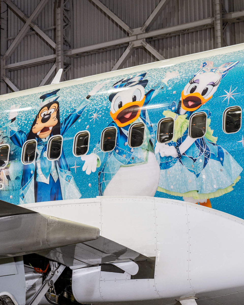 『東京ディズニーシー25周年“スパークリング・ジュビリー”』日本航空「JAL Jubilee Express」機体　ドナルド、デイジー、グーフィー