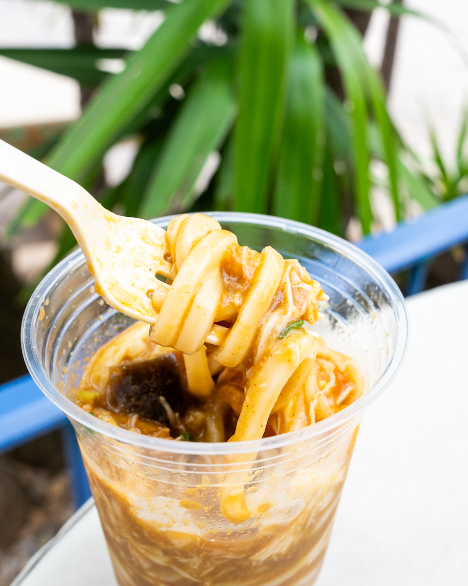 東京ディズニーシー/サルタンズ・オアシス「チキンとエッグの冷やしカレーうどん(中辛)」めん